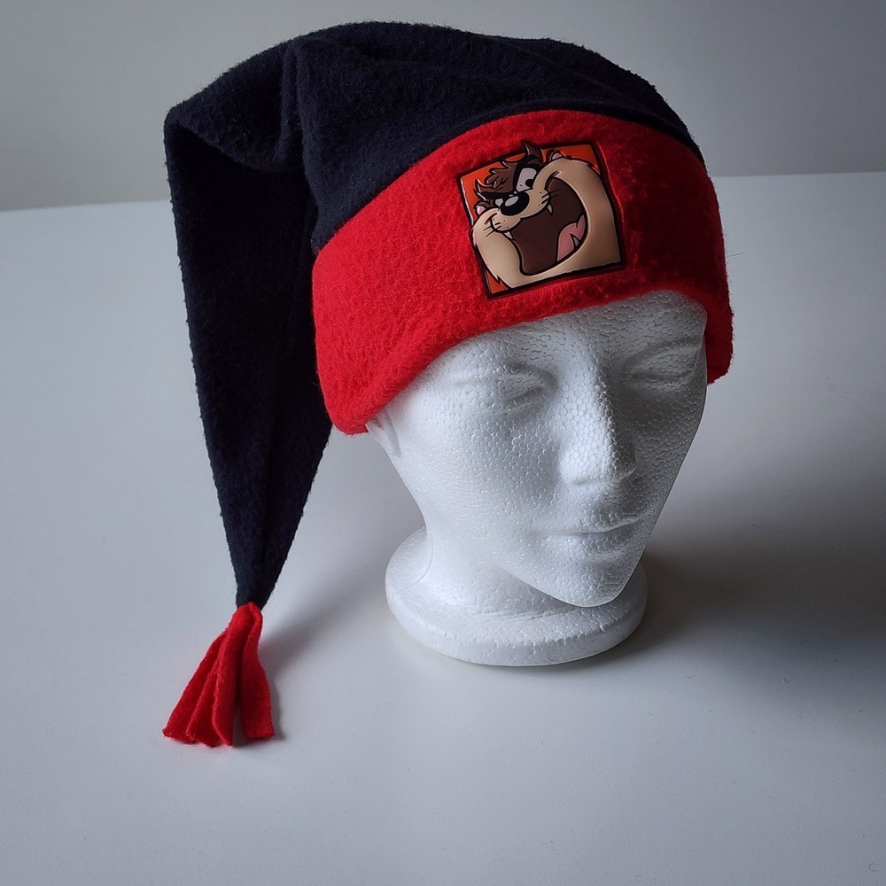 Looney Tunes Tasmanian Devil Long Tail Hat Stocking Cap Mens XS Taz Fleece Ski
